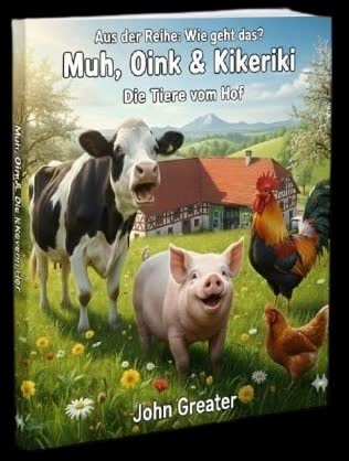 Muh, Oink & Kikeriki — farm animals picture book cover