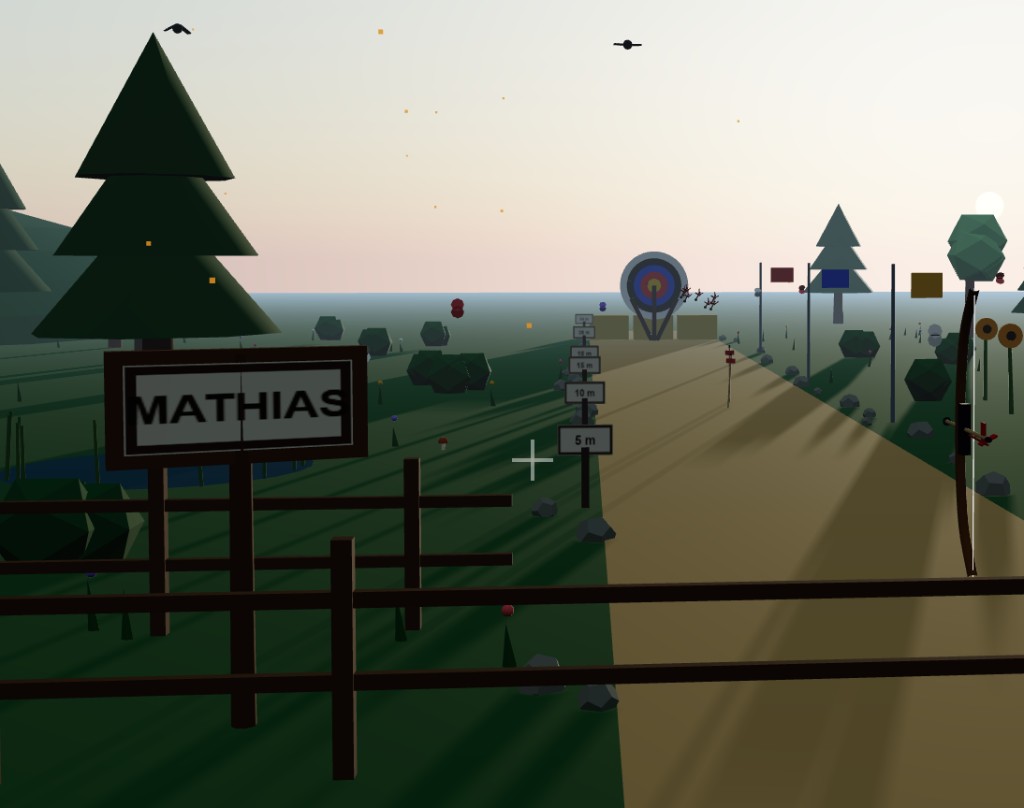 Mathias Archery Demo — low-poly 3D range with bow and target