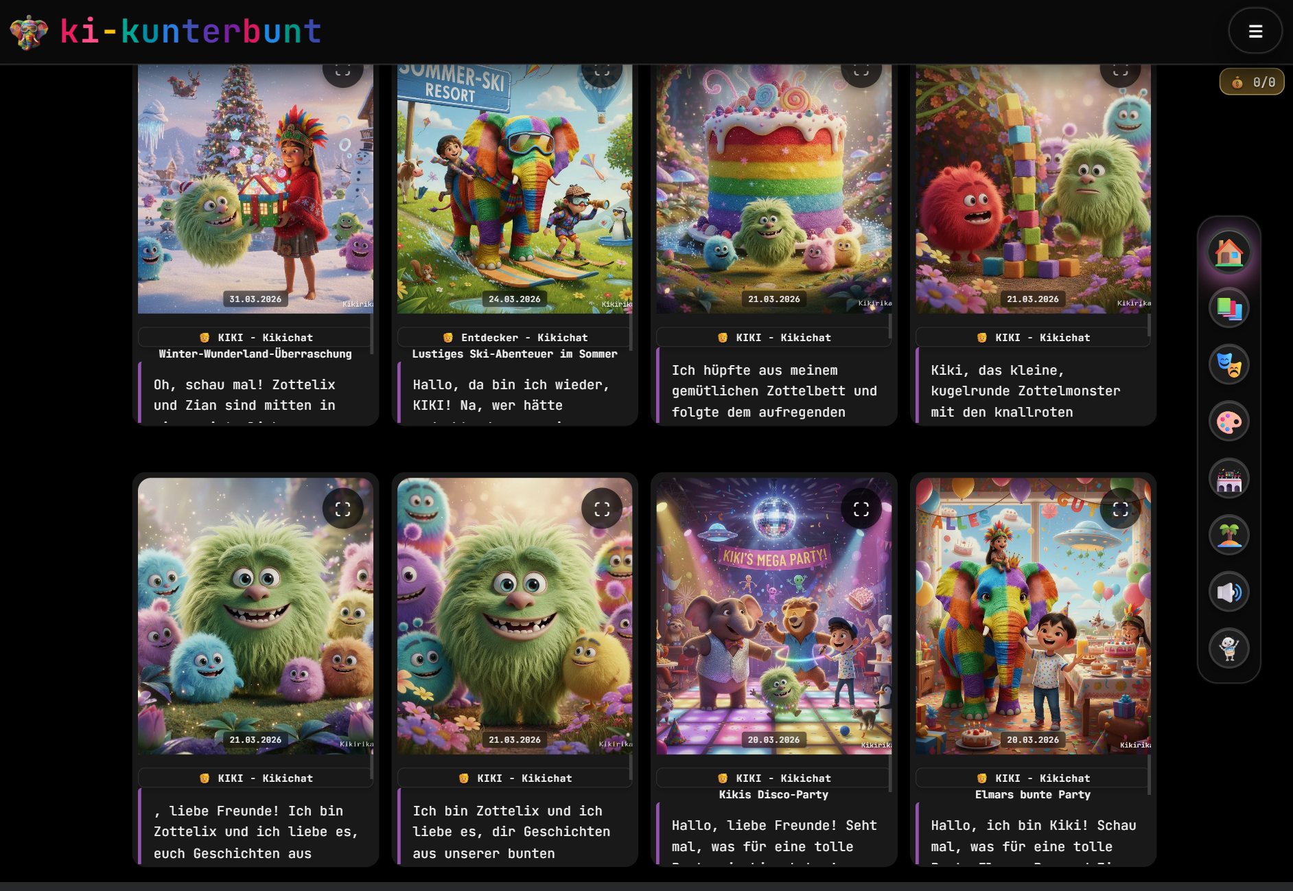 ki-kunterbunt — colorful patchwork elephant welcome screen